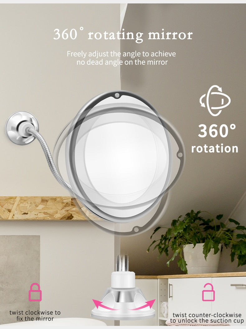 10x Magnified LED Mirror