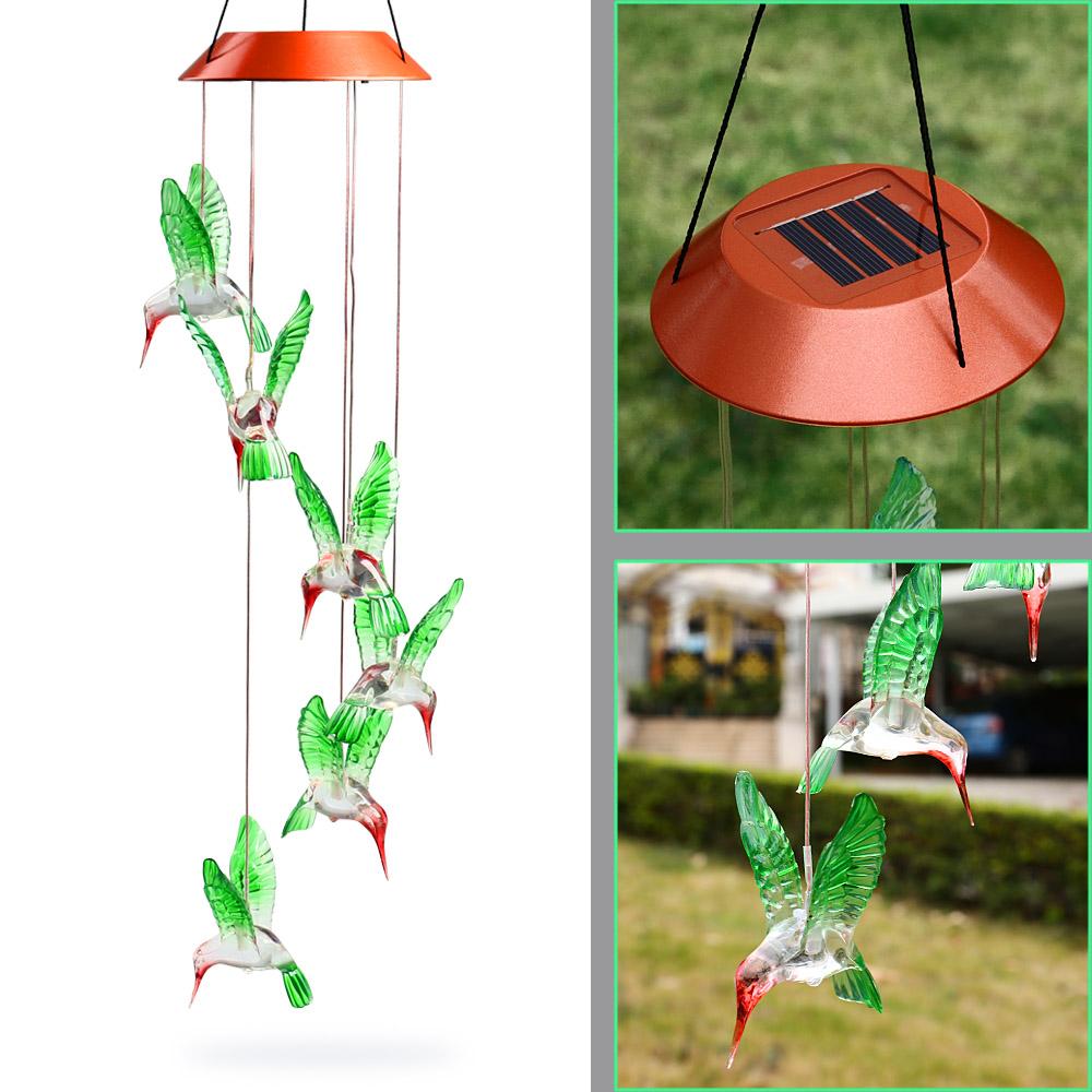 LED Solar Powered Hummingbird Chime